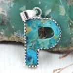 “P” Alphabet Mohave Turquoise 1.25″ 925 Sterling Silver Pendant (RS79-16)