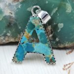 “A” Alphabet Mohave Turquoise 1.25″ 925 Sterling Silver Pendant (RS79-11)