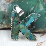 “K” Alphabet Mohave Turquoise 1.25″ 925 Sterling Silver Pendant (RS79-10)