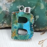 “B” Alphabet Mohave Turquoise 1.25″ 925 Sterling Silver Pendant (RS79-15)