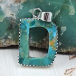 “D” Alphabet Mohave Turquoise 1.25″ 925 Sterling Silver Pendant (RS79-14)