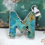 “M” Alphabet Mohave Turquoise 1.25″ 925 Sterling Silver Pendant (RS79-12)