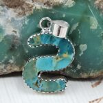 “S” Alphabet Mohave Turquoise 1.25″ 925 Sterling Silver Pendant (RS79-21)