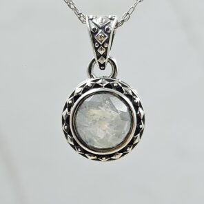 Rainbow Moonstone 0.75" 925 Sterling Silver Pendant (REXT36-152)