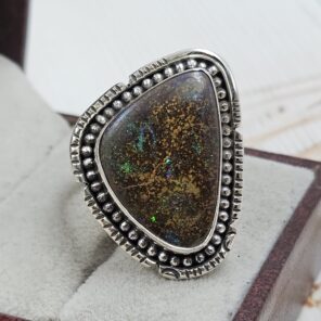 Boulder Opal Size US 11 925 Sterling Silver Ring (REXT59-38)
