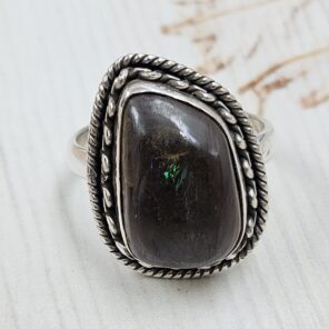Boulder Opal Size US 10 925 Sterling Silver Ring (REXT59-29)