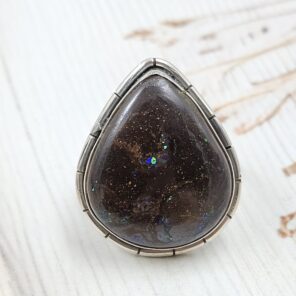 Boulder Opal Size US 9 925 Sterling Silver Ring (REXT59-22)