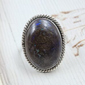 Boulder Opal Size US 11 925 Sterling Silver Ring (REXT59-34)
