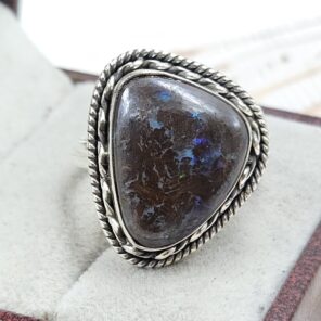 Boulder Opal Size US 10 925 Sterling Silver Ring (REXT59-25)