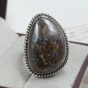 Boulder Opal Size US 10 925 Sterling Silver Ring (REXT59-27)