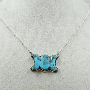 Mohave Turquoise 925 Sterling Silver Sun & Moon or Moon Phase Necklace (REXT45-306)