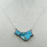 Mohave Turquoise 925 Sterling Silver Sparrow Bird Necklace (REXT45-305)