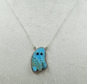 Mohave Turquoise & Black Onyx 925 Sterling Silver Ghost Necklace (REXT45-307)