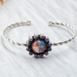Pink Dahlia Turquoise 925 Sterling Silver Bracelet  (REXT126-50)