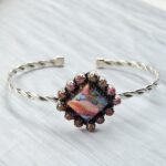 Pink Dahlia Turquoise 925 Sterling Silver Bracelet  (REXT126-52)