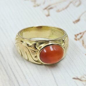 Italian Coral Brass Ring (BR13-7)