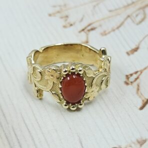 Italian Coral Brass Ring (BR12-10)