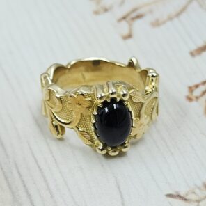 Black Onyx Brass Ring (BR12-4)