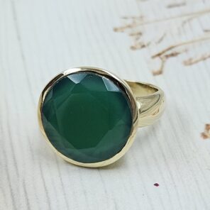 Green Onyx 925 Sterling Silver Brass Ring (BR11-1)