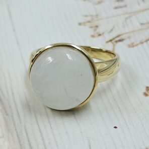 Rainbow Moonstone 925 Sterling Silver Brass Ring (BR11-8)