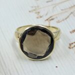 Smoky Quartz 925 Sterling Silver Brass Ring (BR11-5)