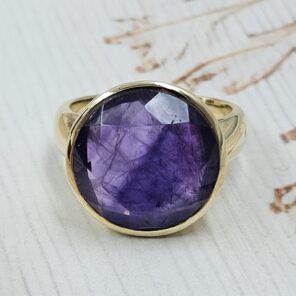 Amethyst 925 Sterling Silver Brass Ring (BR11-3)