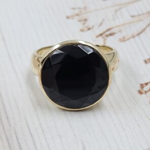 Black Onyx 925 Sterling Silver Brass Ring (BR11-4)