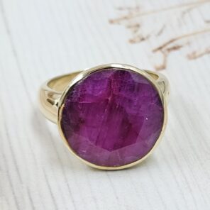 Ruby 925 Sterling Silver Brass Ring (BR11-2)