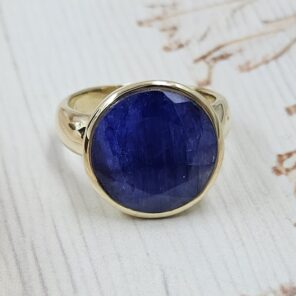 Blue Sapphire 925 Sterling Silver Brass Ring (BR11-10)