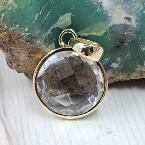 Crystal Quartz 1" Brass Pendant (BR14-5)