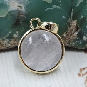 Rose Quartz 1" Brass Pendant (BR14-10)