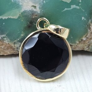 Black Onyx 1" Brass Pendant (BR14-6)