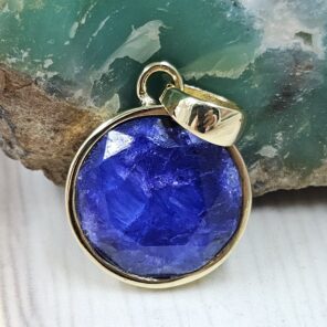 Blue Sapphire 1" Brass Pendant (BR14-1)