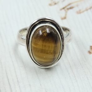 Tiger's Eye Size US 7 925 Sterling Silver Ring (REXT50-97)