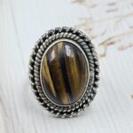Tiger's Eye Size US 9 925 Sterling Silver Ring (REXT50-94)