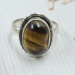 Tiger's Eye Size US 7 925 Sterling Silver Ring (REXT50-96)