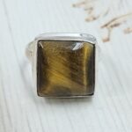 Tiger's Eye Size US 9 925 Sterling Silver Ring (REXT50-93)