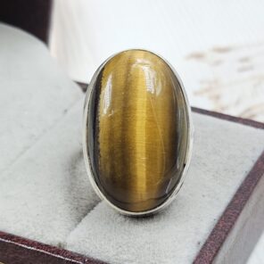 Tiger's Eye Size US 8 925 Sterling Silver Ring (REXT50-95)