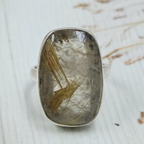 Golden Rutile 925 Sterling Silver Ring (REXT50-113)