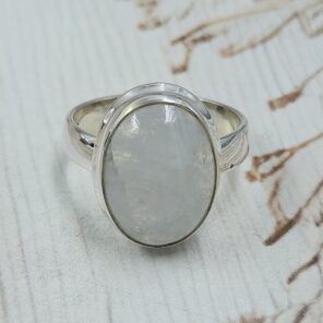 Rainbow Moonstone 925 Sterling Silver Ring (REXT50-103)