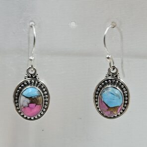 Cotton Candy Turquoise 1.5" 925 Sterling Silver Earring (REXT115-227)