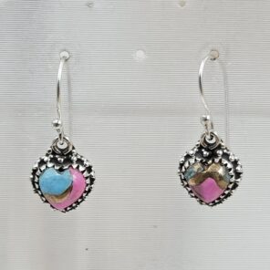 Cotton Candy Turquoise 1.5" 925 Sterling Silver Earring (REXT115-231)