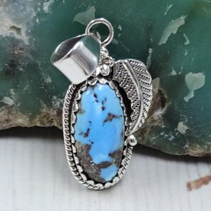 Golden Hills Turquoise 1.25" 925 Sterling Silver Pendant (REXT114-360)