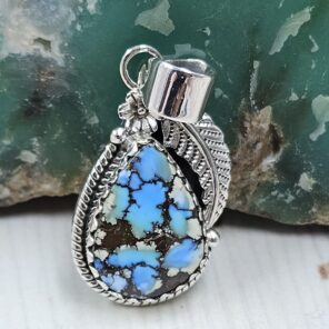 Golden Hills Turquoise 1.25" 925 Sterling Silver Pendant (REXT114-359)