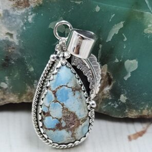 Golden Hills Turquoise 1.25" 925 Sterling Silver Pendant (REXT114-353)