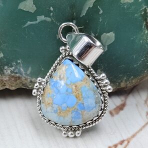 Golden Hills Turquoise 1.25" 925 Sterling Silver Pendant (REXT114-309)