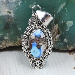 Golden Hills Turquoise 1.25" 925 Sterling Silver Pendant (REXT114-332)