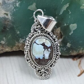 Golden Hills Turquoise 1.25" 925 Sterling Silver Pendant (REXT114-331)