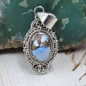 Golden Hills Turquoise 1.25" 925 Sterling Silver Pendant (REXT114-329)