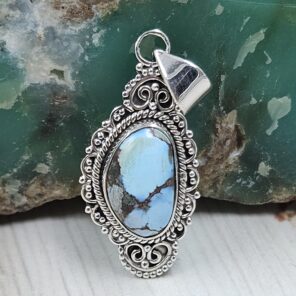 Golden Hills Turquoise 1.25" 925 Sterling Silver Pendant (REXT114-337)